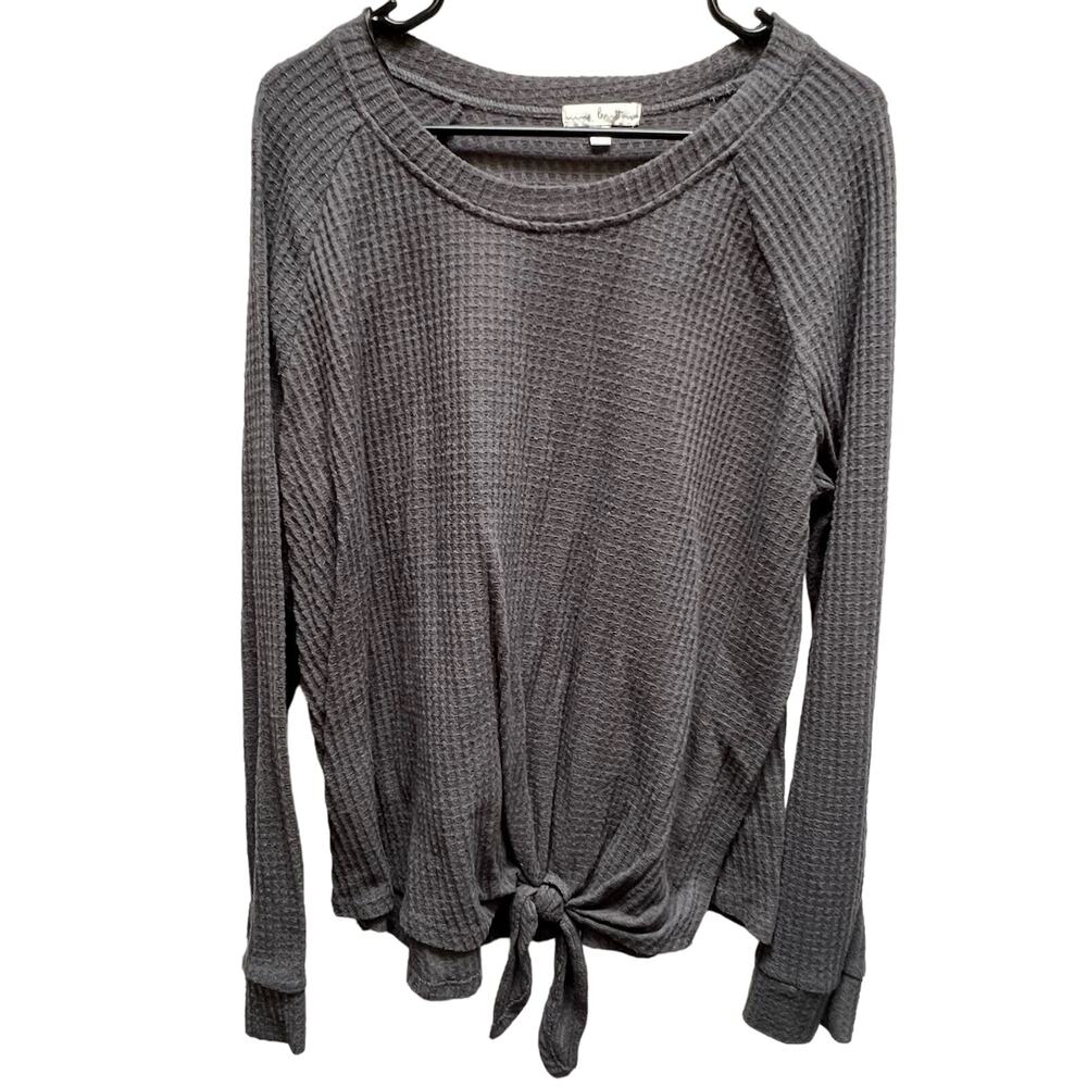 Nine Britton Gray Waffle Weave Top Size 1X